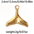 18K gold-plated 304 stainless steel whale tail pendant with detailed textured surface - Fish Tail-Gold