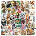 Flat lay detail of 50 unique watercolor forest animal stickers with clean die-cut edges - Wild Animals Forest (SJS261) / 50 Sheets