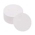 Round white cardboard earring display cards with pre-punched holes in a bulk stack - 5cm Round White Paper Card