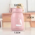 Pink portable glass water bottle 320ml with rabbit pattern and handle strap - 320ml / Cute Rabbit Pink