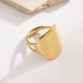 Minimalist 18K gold plated stainless steel ring with natural white shell on stone - Square Smooth Surface