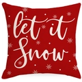 Red Christmas pillow cover featuring white let it snow script and snowflake patterns - 45x45CM (No Core) / LYD371-3 Red Let it Snow
