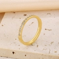 18K gold plated stainless steel ring featuring a single row of tiny clear crystals - Thin Row Stone Style (KR1088306-K)