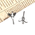 Pair of antique silver angel charms with wings and a loop for DIY jewelry making - Angel-15x22mm-0.6g-9801