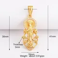 Gold-plated Virgin Mary Guadalupe pendant with white zircons and rose detail on white base - M291114-Virgin Statue Rose White CZ