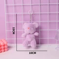 Cute purple plush bear keychain with heart nose and silver chain, size 15x10cm - Purple / Round Buckle
