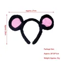 Plush mouse ears headband in black and pink, measures 27cm width and 20cm height - Furry Black Mouse Ears (Pink Inner)