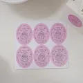Pink oval Happy Birthday stickers with cute bear illustration for gift packaging - Pink Happy Birthday (6 Pcs/Sheet)