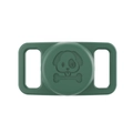 Detail of dark green silicone AirTag pet collar case with cute dog and bone patterns - Dark Green