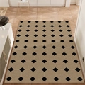 French-style PVC entryway mat with black diamond pattern and cream-colored non-slip texture - 80x120cm / Vertical Layout / Golden Years