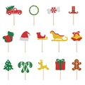 Glitter Christmas cake toppers set featuring reindeer, trees, and gingerbread men designs - Glitter Small Toppers 14 Pieces Set