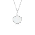 Elegante collana con ciondolo a conchiglia in argento sterling S925 e zircone piccolo - Stile Conchiglia (FDXZ-245) / Oro Bianco