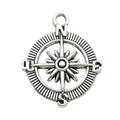 Silver compass charm pendant with N E S W engraving for DIY jewelry making - Retro Compass Pendant (B263) / 1 Piece/Pack (24x29mm) / Antique Silver