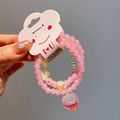 Rosa Acryl-Perlenarmband-Set für Mädchen mit Eiscreme-Anhänger auf Displaykarte - 27# Rosa Eis Leuchtend