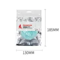 Mint green plush baby powder puff with silk bow in transparent packaging, size 185x130mm - Bag Packaging / Green
