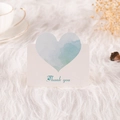 White card featuring heart cutout design with watercolor teal pattern and Thank You text - Thank You (Light Blue)