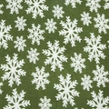 Soft green lamb wool fabric with white snowflake patterns for Christmas DIY packaging - 0.5*1.65 Meters / Snowflake Green