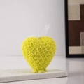 Heart-shaped rose scented candle in light green finish with white organza ribbon - Style B / Yellow & Green