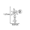 Silver flower stud earring with zircon pendant and detailed size measurements - Flower Style(2605-2#) / Silver