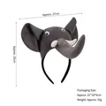 Plush elephant ear headband with trunk and tusks, size 27cm x 25cm for animal costumes - 3D Gray Elephant Headband