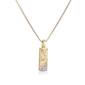 Gold rectangular letter pendant necklace featuring cubic zirconia insets on a box chain - Letter I