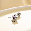 Orecchino a perno a stella d'argento con zircone viola centrale e bordi con perline - Stile Stella Viola (A129-3) / Viola (Pezzo Singolo)