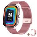 Y13 Smartwatch in rose gold finish with Milanese loop and extra pink silicone strap - Dual Straps (Steel + Silicone) / Pink