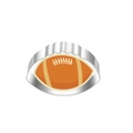 Macro view of American football shaped metal cookie cutter with embossed texture - Rugby 7290