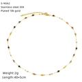 Close-up of 18k gold plated stainless steel necklace with colorful turquoise beads - Gold Chain Colorful Beaded Style (S-N562)