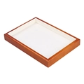 Brown wooden jewelry display tray with white velvet lining for rings and necklaces - Brown Flat Tray-White Velvet