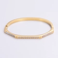 Detalle del brazalete de acero inoxidable 304 dorado con incrustación de nácar y microcirconitas - Dorado