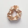 Elegant champagne gold satin silk scrunchie with smooth metallic texture for hair care - Scrunchie_Milk Tea