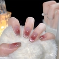 Uñas postizas de ojo de gato degradado granate con purpurina y forma cuadrada larga - Estilo Purpurina Degradada Marrón Rojo (XH-87-18)