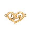 Gold-plated heart-shaped stainless steel connector with Love engraving for DIY jewelry - Gold 571# Love Heart Connector / 16.5*29mm