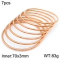 7-piece stackable 3mm rose gold plated stainless steel bangles with 70mm diameter - 7Pcs Set-Rose Gold (KB181559-KFC)
