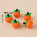 Pack of 5 mini orange resin cake toppers, cute fruit figurines approx 2.3cm for DIY decor - Soft Glue Persimmon (5 Pcs)