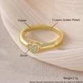 Bague coeur en cuivre poli avec triple placage d'or et micro-incrustation de zircon - 15 Zircons Cœur Taille 7