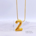 Collier doré avec pendentif chiffre 2 style ballon sur chaîne serpent en acier (40+6cm) - Chiffre 2