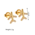 Nahaufnahme der Flugzeug-Ohrstecker mit Zirkonia und S.Steel-Prägung, Größe 1,2 cm - Flugzeug Ohrstecker (927-feiji)