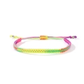 Rainbow braided adjustable nylon rope bracelet with silver beads for men and women - Rainbow