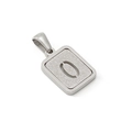 Polished stainless steel pendant with a frosted letter O design and rectangular frame - Letter O Style / Steel