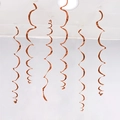 Rose gold metallic foil spiral ceiling streamers for festive party decoration set of 6 - Single Swirl 6 Pcs / Orange