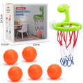 Green dinosaur bath basketball hoop set with 5 orange balls for toddlers aged 3+ - Green Dinosaur - English Box - With 5 Balls