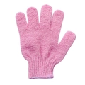Exfoliating five-finger bath glove in pink textured nylon for deep skin cleansing - M / Pink