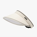 Foldable beige UV protection sun visor hat with black contrast trim and logo side detail - Adjustable / Beige