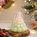 Pink and green gradient Christmas tree candle with Best Wishes ribbon decoration - Large / Peach Summer
