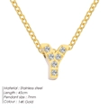 Elegante 14K vergulde roestvrijstalen ketting met letter Y en fonkelende kristallen - Letter Y - Goud