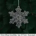 Pendentif flocon de neige transparent motif blé de 93mm pour sapin de Noël, pack de 50 - 93mm / Flocon de Neige Épi de Blé