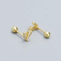 Orecchino a perno a V in argento S925 dorato con zirconi e chiusura a vite - Argento 925 / Oro