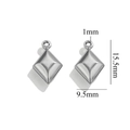 Silver rhombic stainless steel heart pendant charm with detailed size measurements - Silver Rhombus